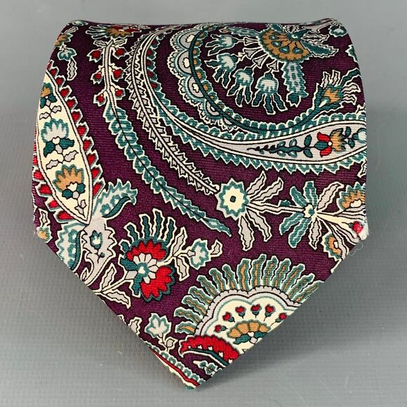CHRISTIAN DIOR Purple Multi Color Paisley Tie - Picture 1 of 4